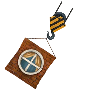 Guindaste soltando novo piso na torre Tower Rush